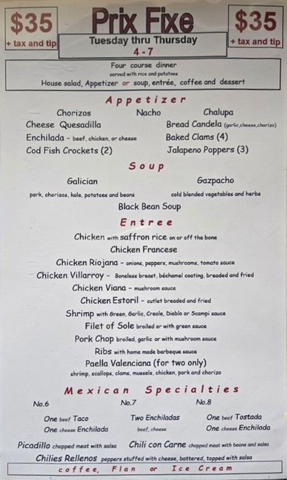 La Candela Pre Fixe Menu
