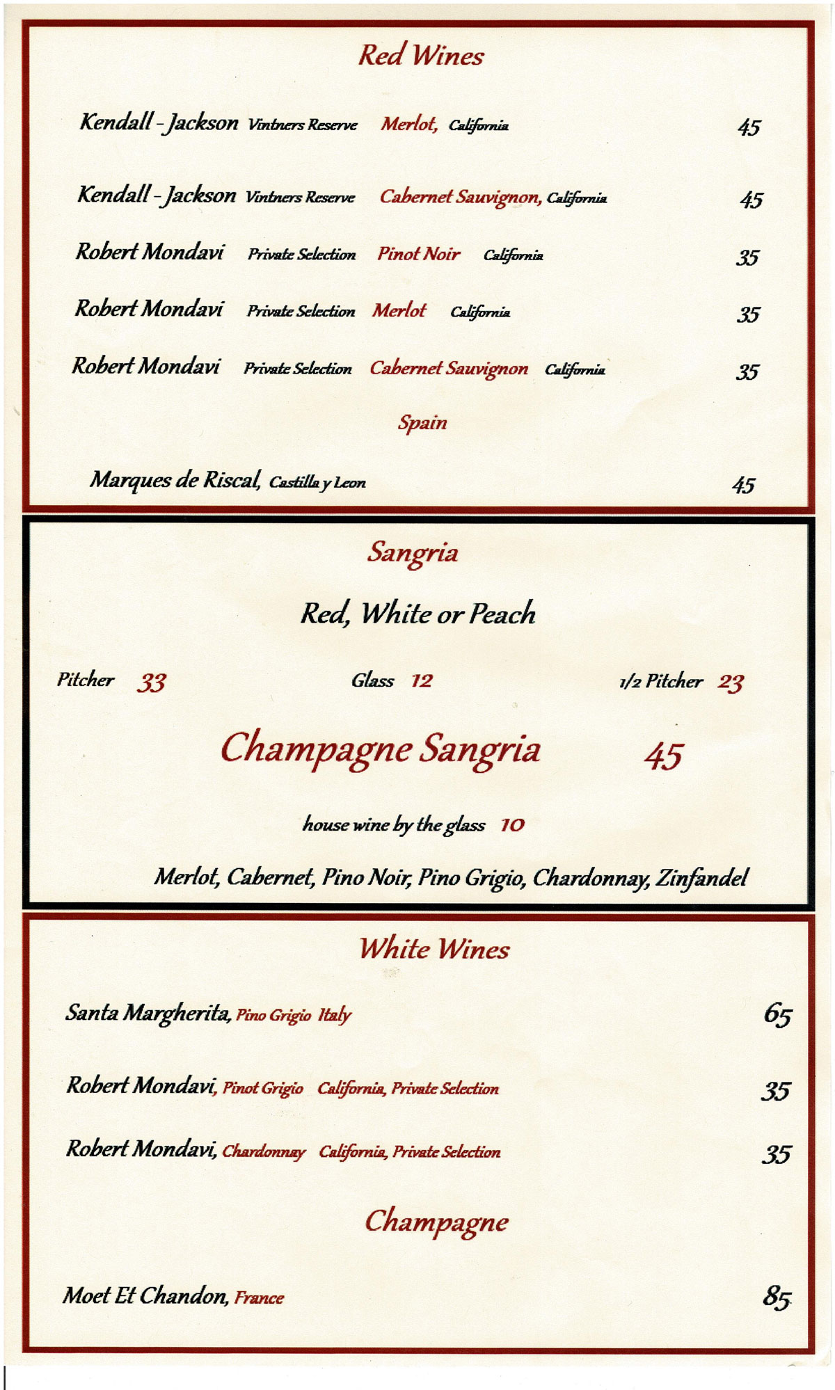 La Candela Menu