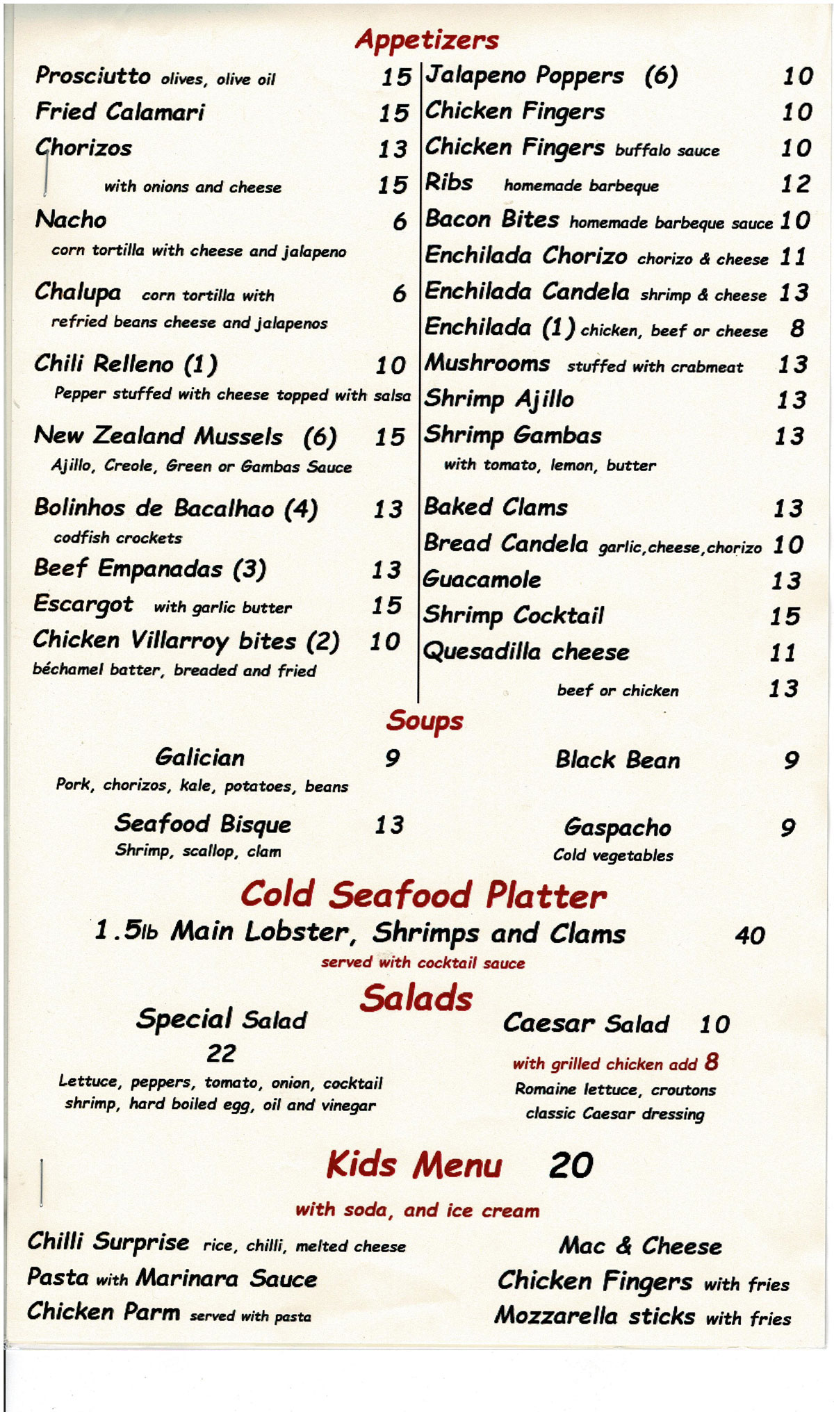 La Candela Menu